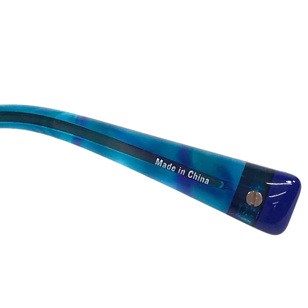 Champion Eyeglasses Frames MAI C02 Blue Silver Hexagonal Wire Rim 52-17-135